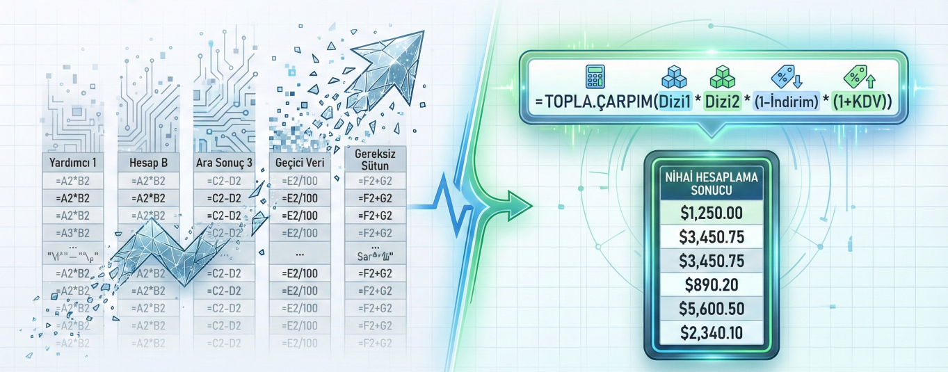 Yardımcı Sütunlara Son! Excel'de TOPLA.ÇARPIM ile Tek Hamlede Hesaplama